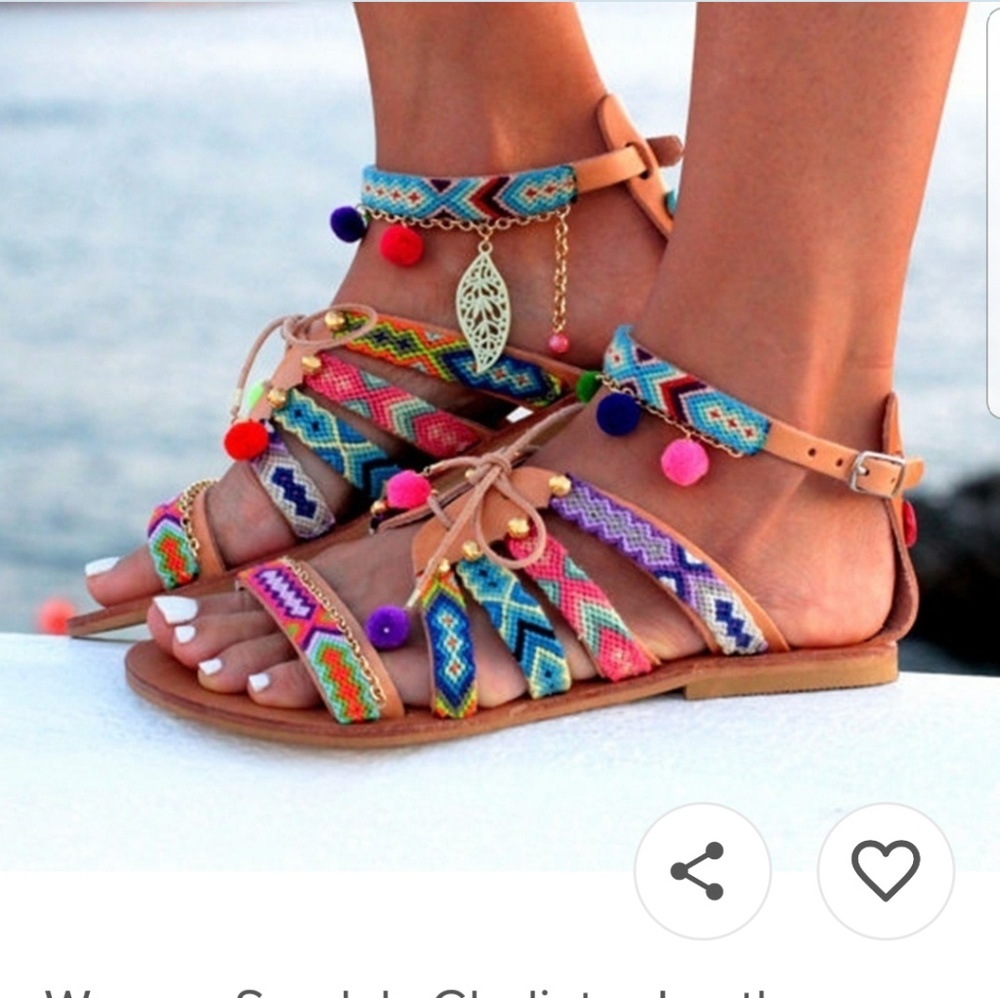 Pom Pom Gladiator Sandals